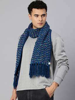 Magic Needles - Handmade Crochet Net and Lace Scarf with Tassels Blue