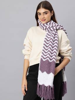 Magic Needles - Handmade Crochet Zig Zag Scarf Purple