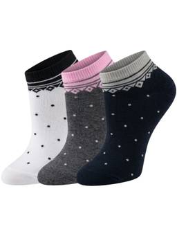 NEXT2SKIN - Womens Sneaker Polka Dot Printed Cotton Socks Multi-Color (Pack of 3)