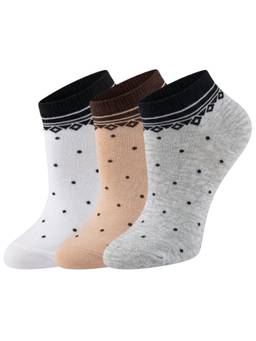 NEXT2SKIN - Womens Sneaker Polka Dot Printed Cotton Socks Multi-Color (Pack of 3)