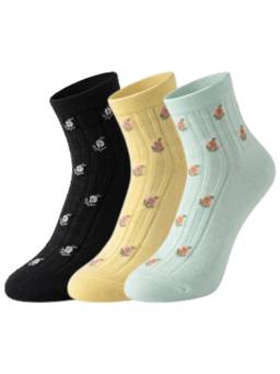 NEXT2SKIN - Womens Low Ankle Length Heart Printed Cotton Socks Multi-Color (Pack of 3)