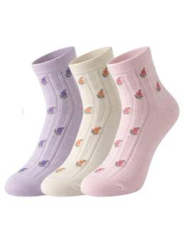 NEXT2SKIN - Womens Low Ankle Length Heart Printed Cotton Socks Multi-Color (Pack of 3)