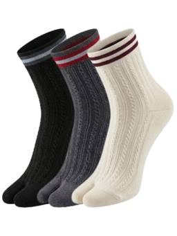 NEXT2SKIN - Womens Ankle Length Thumb Striped Printed Cotton Socks Multi-Color (Pack of 3)