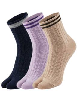 NEXT2SKIN - Womens Ankle Length Thumb Striped Printed Cotton Socks Multi-Color (Pack of 3)