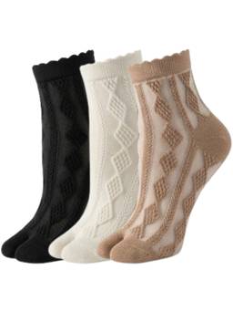NEXT2SKIN - Womens Ankle Length Thumb Cotton Socks Multi-Color (Pack of 3)