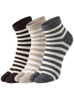 NEXT2SKIN - Womens Ankle Length Thumb Striped Printed Cotton Socks Multi-Color (Pack of 3)
