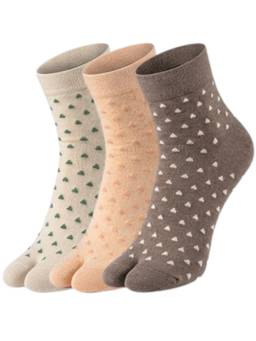 NEXT2SKIN - Womens Ankle Length Thumb Heart Printed Cotton Socks Multi-Color (Pack of 3)