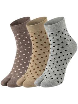 NEXT2SKIN - Womens Ankle Length Thumb Heart Printed Cotton Socks Multi-Color (Pack of 3)