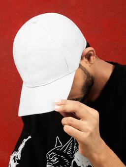 Teakwood - Leather Unisex Solid White Adjustable Casual Cap With Metal Buckle Closure