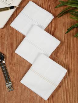 Teakwood - Leathers Mens Handkerchief White (Pack of 3)