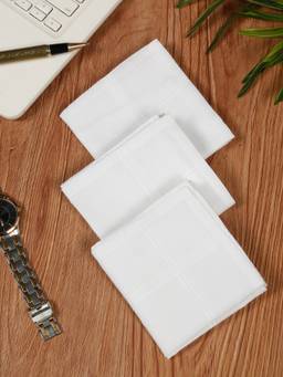 Teakwood - Leathers Mens Handkerchief White (Pack of 3)