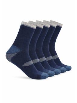 Teakwood - Mens Navy Cotton Above Ankle Length Socks (Pack of 5)