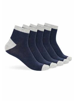 Teakwood - Mens Navy Cotton Ankle Length Socks (Pack of 5)
