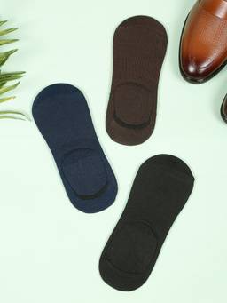 Teakwood - Mens Black Brown & Navy Cotton Shoe Liner Socks (Pack of 3)