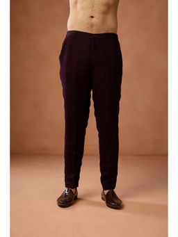 KISAH - Maroon Solid Mid Rise Pant