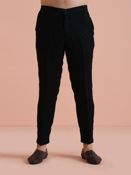 KISAH - Black Solid Mid Rise Pant