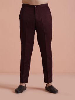 KISAH - Wine Solid Mid Rise Pant