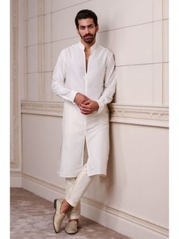 TASVA - White Mandarin Neck Viscose Blend Kurta