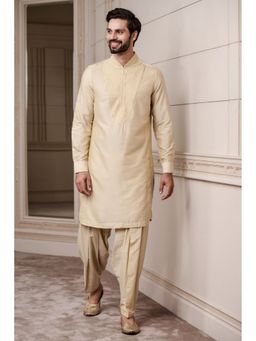 TASVA - Gold Mandarin Neck Viscose Blend Kurta
