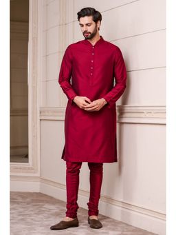 TASVA - Red Solid Viscose Blend Kurta
