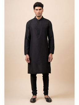 TASVA - Black Mandarin Neck Viscose Blend Kurta