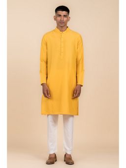 TASVA - Yellow Solid Viscose Blend Kurta