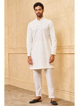 TASVA - White Printed Cotton Kurta
