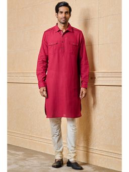 TASVA - Maroon Collar Neck Viscose Blend Kurta