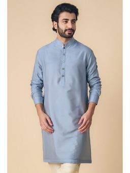 TASVA - Blue Mandarin Neck Viscose Blend Kurta