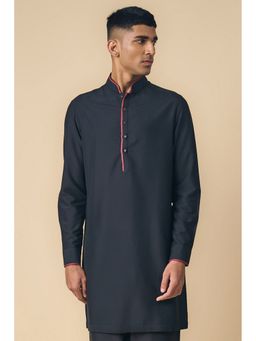 TASVA - Black Mandarin Neck Viscose Blend Kurta