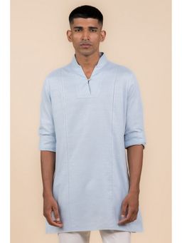 TASVA - Blue Mandarin Neck Cotton Kurta