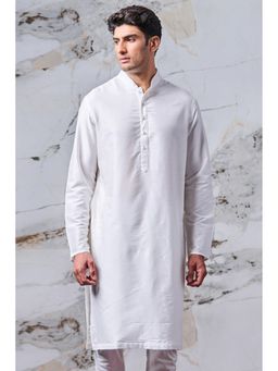 TASVA - White Solid Viscose Blend Kurta