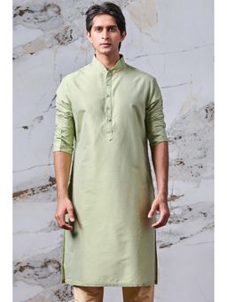 TASVA - Green Mandarin Neck Viscose Blend Kurta