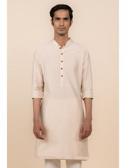 TASVA - Nude Mandarin Neck Viscose Blend Kurta