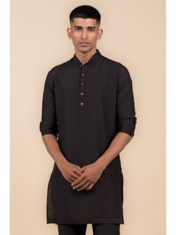 TASVA - Black Solid Viscose Blend Kurta