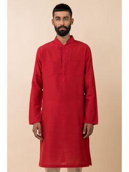 TASVA - Maroon Mandarin Neck Viscose Blend Kurta