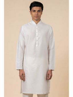 TASVA - White Solid Viscose Blend Kurta
