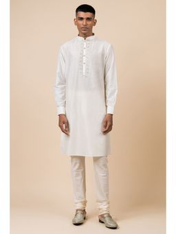 TASVA - White Mandarin Neck Viscose Blend Kurta