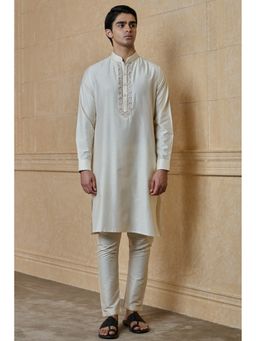 TASVA - Ivory Solid Viscose Blend Kurta