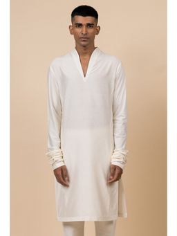 TASVA - Ivory Solid Viscose Blend Kurta