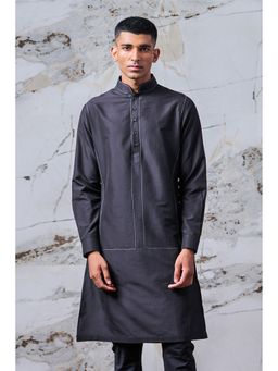 TASVA - Black Solid Viscose Blend Kurta