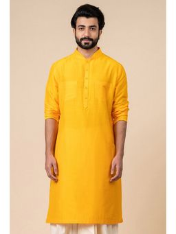 TASVA - Yellow Mandarin Neck Viscose Blend Kurta
