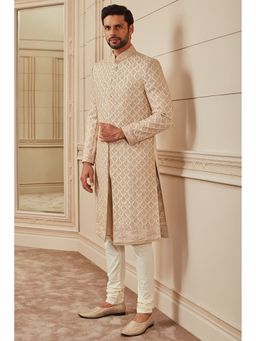 TASVA - Gold All Over Dori Embroidered Sherwani with Churidar