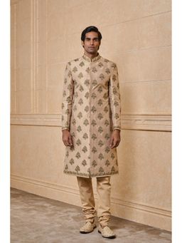 TASVA - Gold Oll Over Zari Butta Embroidered Sherwani with Churidar