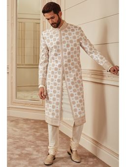 TASVA - Ivory Dori Embroidered Sherwani with Kurta and Churidar