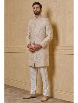 TASVA - Ivory All Over Pitta Embroidery Sherwani with Kurta and Aligarhi