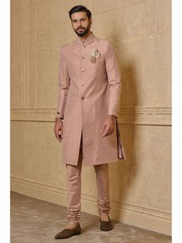 TASVA - Pink Embroidered Collar Sherwani with Churidar