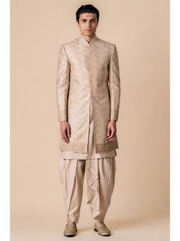 TASVA - Nude All Over Embroidered Sherwani with Dhoti Pant