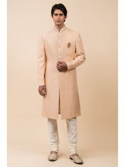 TASVA - Peach Classic Embroidered Collar Sherwani with Churidar