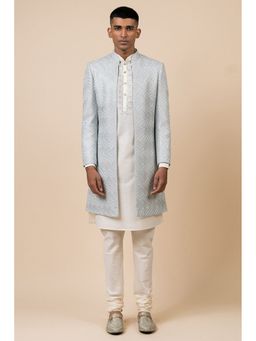 TASVA - Light Blue All Over Patterned Sherwani with Churidar